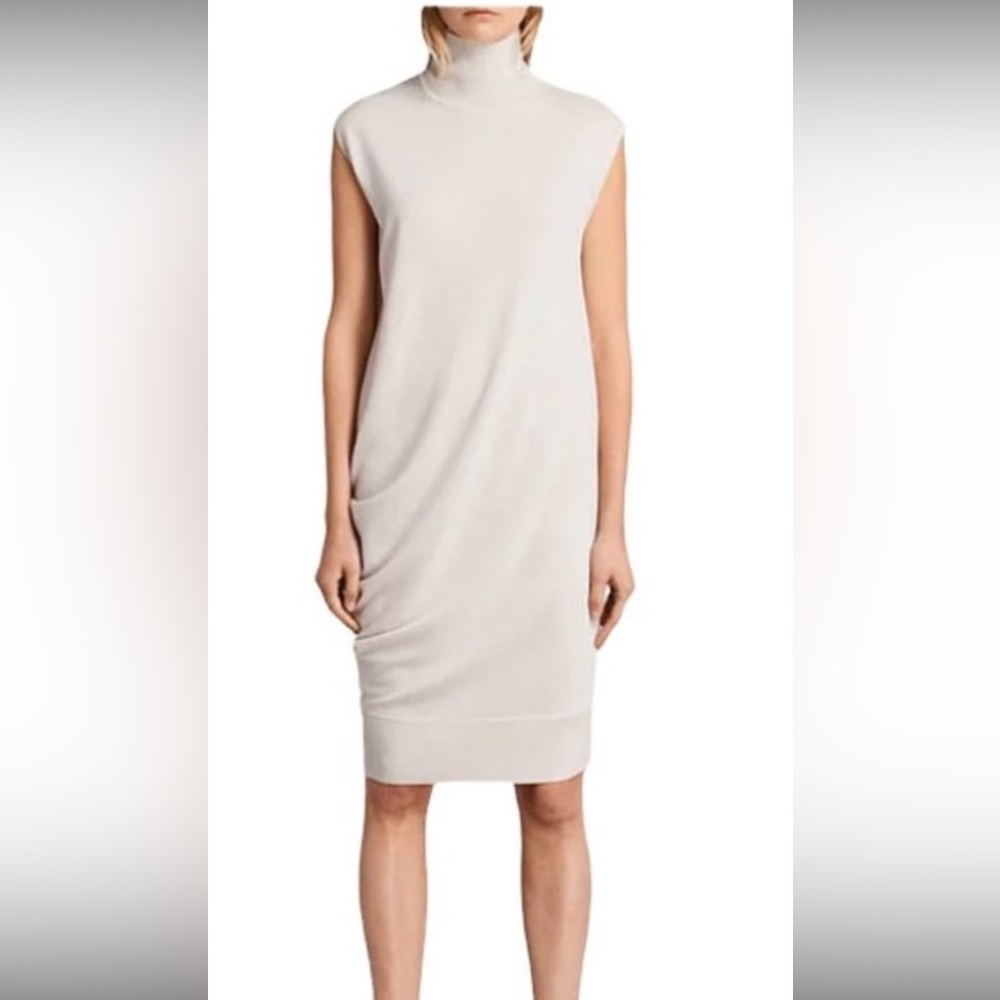 Revolve All Saints Merino Knit Demi Sleeveless Turtle Neck Knee Length Dress 6